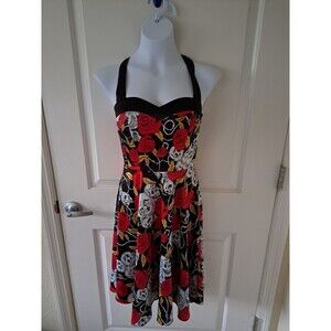 Dress Tells A Story Size S Dress Skulls Floral Flair Halloween Rockabilly